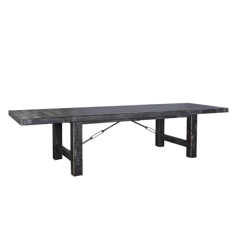 Rena Dining Table-2 Extension Leaves-86-122 Inch Black Mahogany Wood