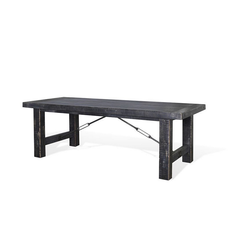 Rena Dining Table-2 Extension Leaves-86-122 Inch Black Mahogany Wood