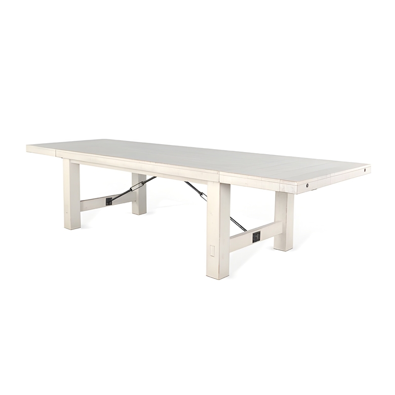 Rena Dining Table-2 Extension Leaf-86-122 Inch White Mahogany Wood