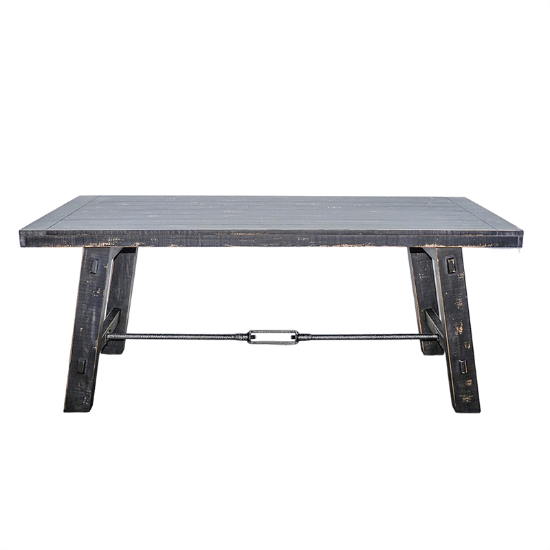 Rena Dining Table with Turnbuckles-74 Inch Black Sand Mahogany Wood