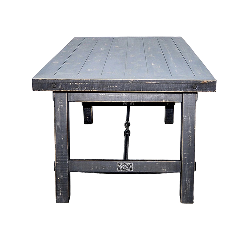Rena Dining Table with Turnbuckles-74 Inch Black Sand Mahogany Wood