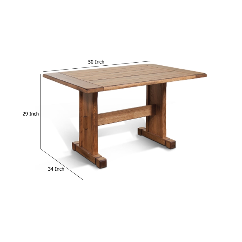 Marv Dining Table-50 Inch Rectangular-Farmhouse Light Brown Wood