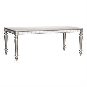 Dining Table with Extension Leaf 78-96 Inch-Silver Wood-Mirror Trim