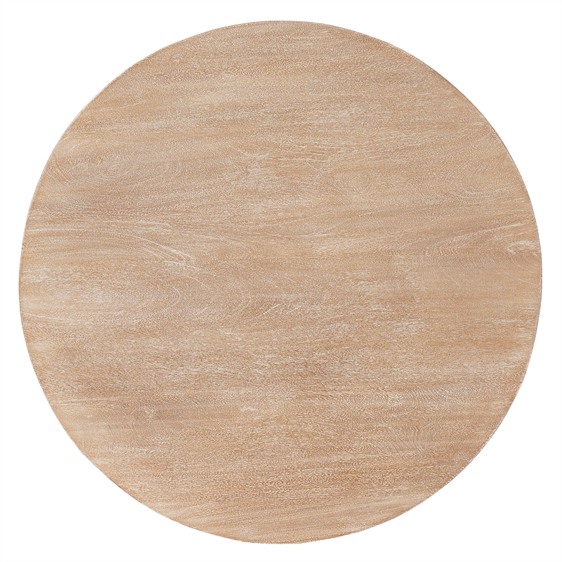 Milan Coffee Table- 32 Inch Round Top- Mango Wood - Open Sled Base