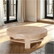 Milan Coffee Table- 32 Inch Round Top- Mango Wood - Open Sled Base