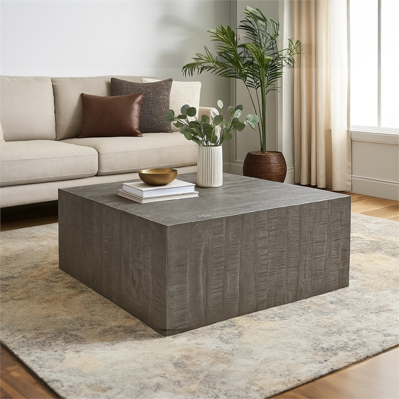 Rydan Coffee Table - 33 Inch Square Block Top - Mango Wood