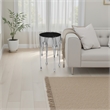 Capri Side End Table - 24.75 Inch Round Glass Top - Melting Drip Design - Silver