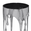 Capri Side End Table - 24.75 Inch Round Glass Top - Melting Drip Design - Silver