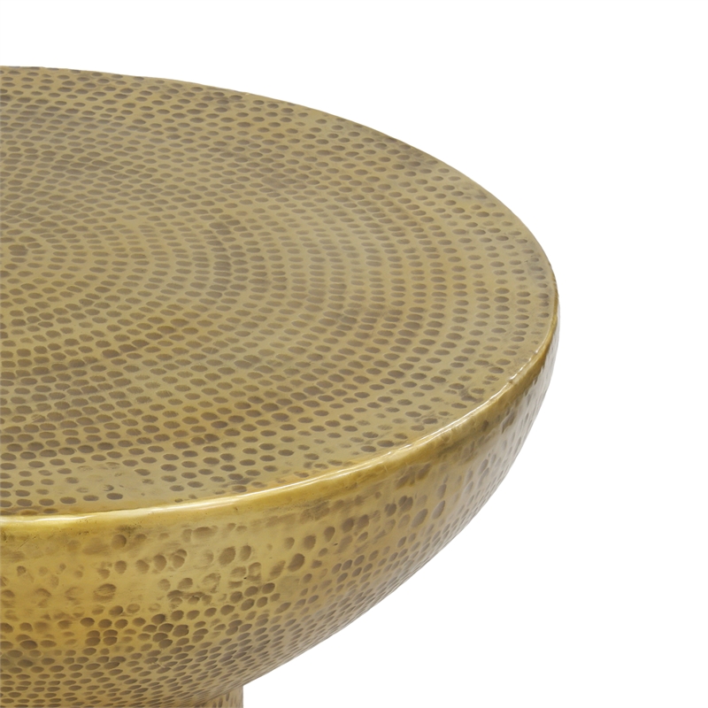 Orion Coffee Table - 32 Inch Round Martini Glass Shape - Hammered Finish