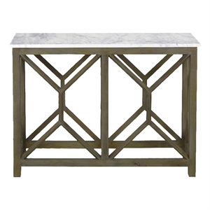 Benjara Agas 41&quot Genuine Marble Top/Wood Geometric Frame Console Table