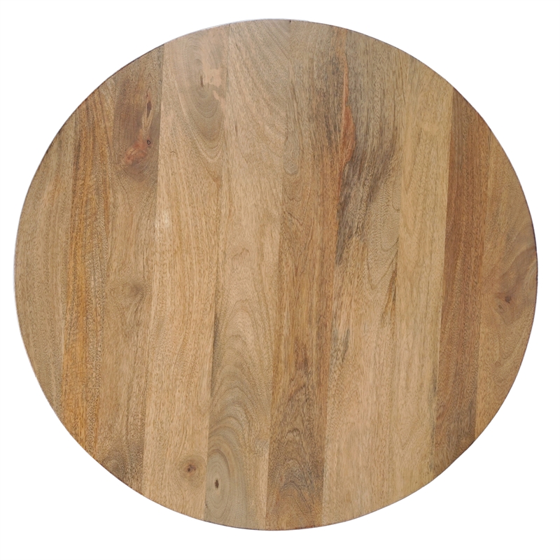 Nina 30 inch Round Mango Wood Coffee Table - Handcrafted- Sturdy 3-Leg Sled Base