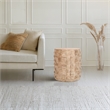 20 Inch Side End Table- Round Drum Shape with 3D Textured Design