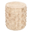 20 Inch Side End Table- Round Drum Shape with 3D Textured Design