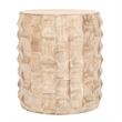 20 Inch Side End Table- Round Drum Shape with 3D Textured Design