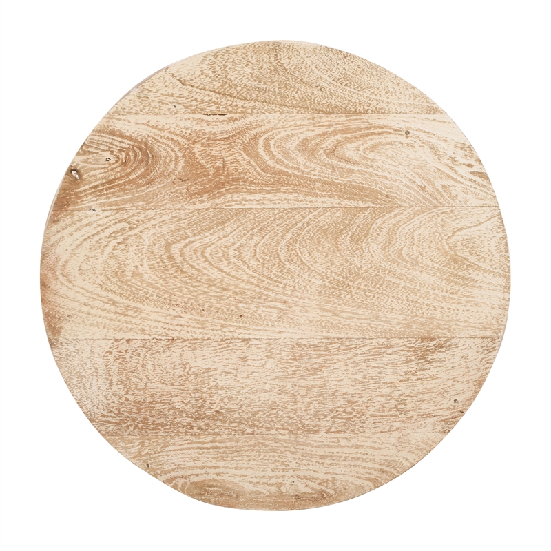 20 Inch Side End Table- Round Drum Shape with 3D Textured Design