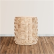 20 Inch Side End Table- Round Drum Shape with 3D Textured Design