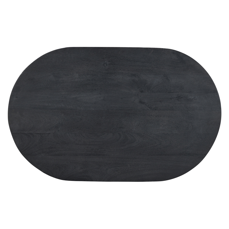 Uri 38 Inch Oval Coffee Table- Mango Wood Full and Half Spherical Leg