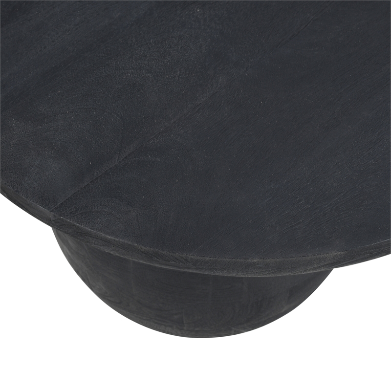 Uri 38 Inch Oval Coffee Table- Mango Wood Full and Half Spherical Leg