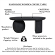 Uri 38 Inch Oval Coffee Table- Mango Wood Full and Half Spherical Leg