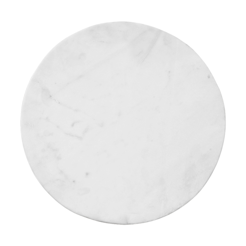 Port Blair Side End Table- Round Genuine Marble Top- Mango Wood 16.5 Inch