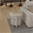 Accent Side Table- Mango Wood 18 Inch Round Top- Hand Carved Mandala Design