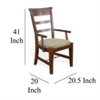 Reggie Dining Armchair Set of 2- Ladderback Beige- Brown Mahogany Wood
