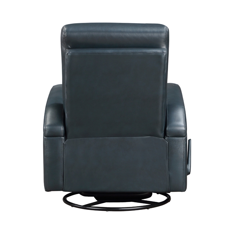 Kamo Manual Recliner Swivel Chair- 32 Inch- Navy Blue Faux Leather