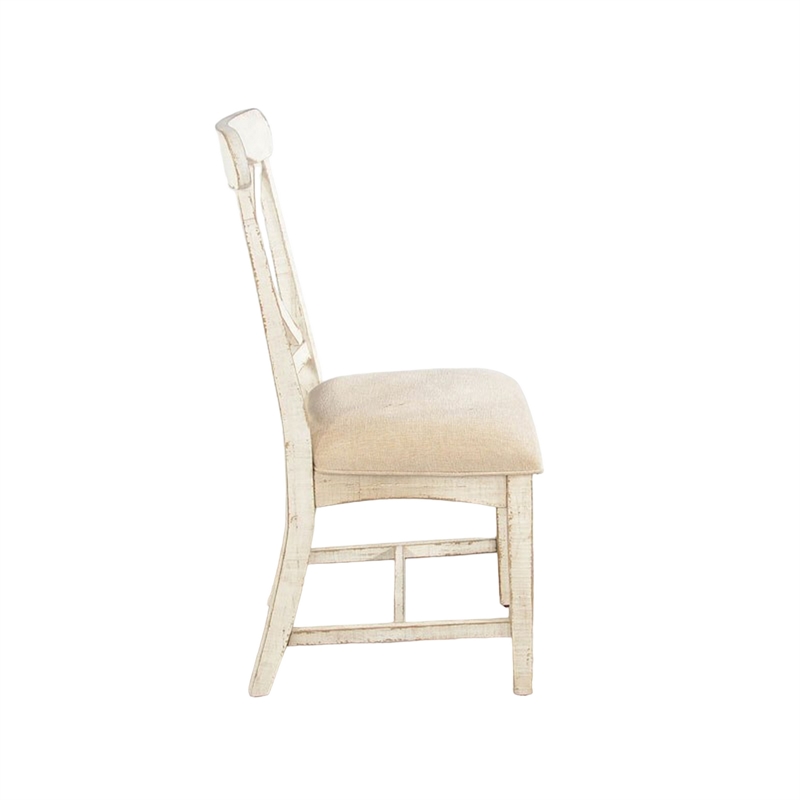 Rena Dining Chair Set of 2- X-Back Design- White Sand Mahogany Wood