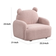 Raye Bear Shaped Kids Armchair with Black Legs- Pink Teddy Velvet