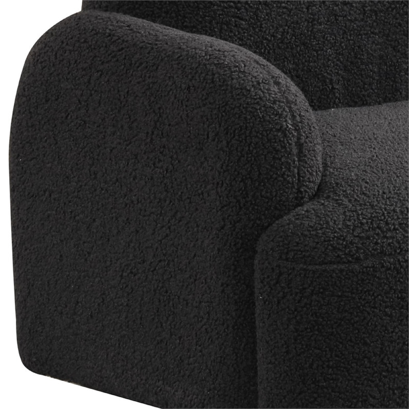 Raye Bear Shaped Kids Armchair with Black Legs- Black Teddy Velvet