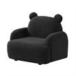 Raye Bear Shaped Kids Armchair with Black Legs- Black Teddy Velvet