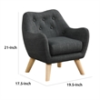 Binie Kids Chair with Wood Angled Legs- Gray Button Tufted Linen