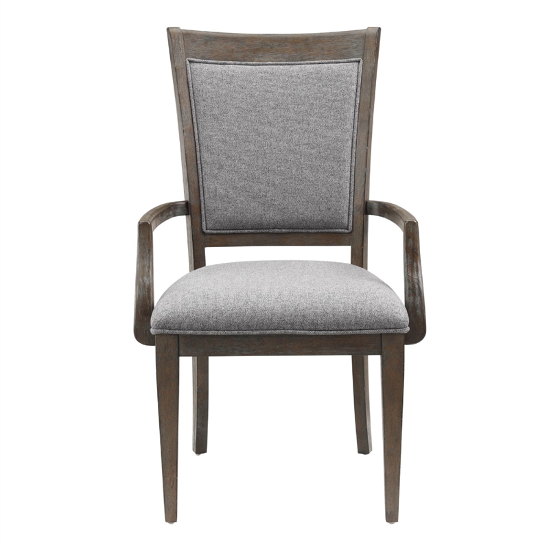 Koa Dining Armchair Set of 2- Padded Seat and Back- Driftwood Brown