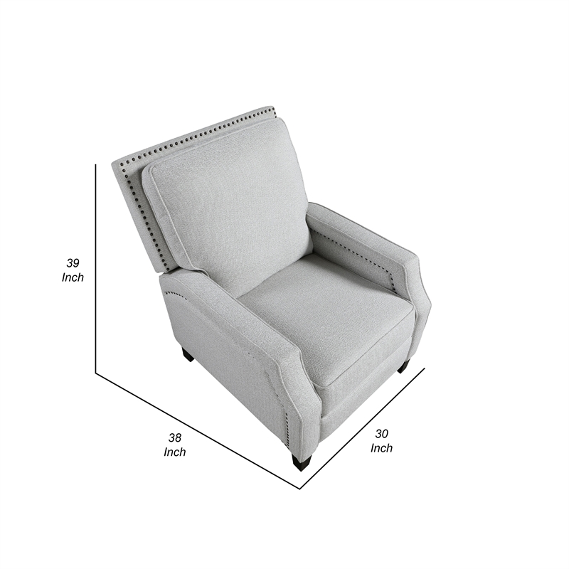 Berry Manual Push Back Recliner Chair- Gray Chenille Nailhead Trim