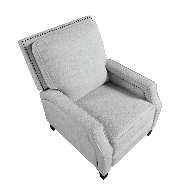 Berry Manual Push Back Recliner Chair- Gray Chenille Nailhead Trim