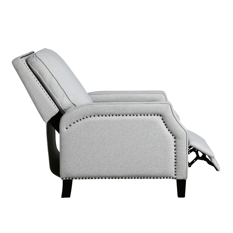 Berry Manual Push Back Recliner Chair- Gray Chenille Nailhead Trim