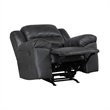 Henry Manual Rocker Recliner Chair in Pillow Tufted Black Microfiber