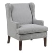 Rossana Accent Wing Armchair- Gray Polyester- Brown Wood- Nailhead