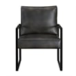 Mackie Accent Armchair- Dark Gray Faux Leather- Black Metal Frame