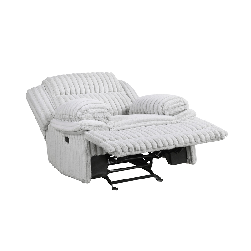 Rexy Manual Glider Recliner Chair- Textured Light Gray Corduroy