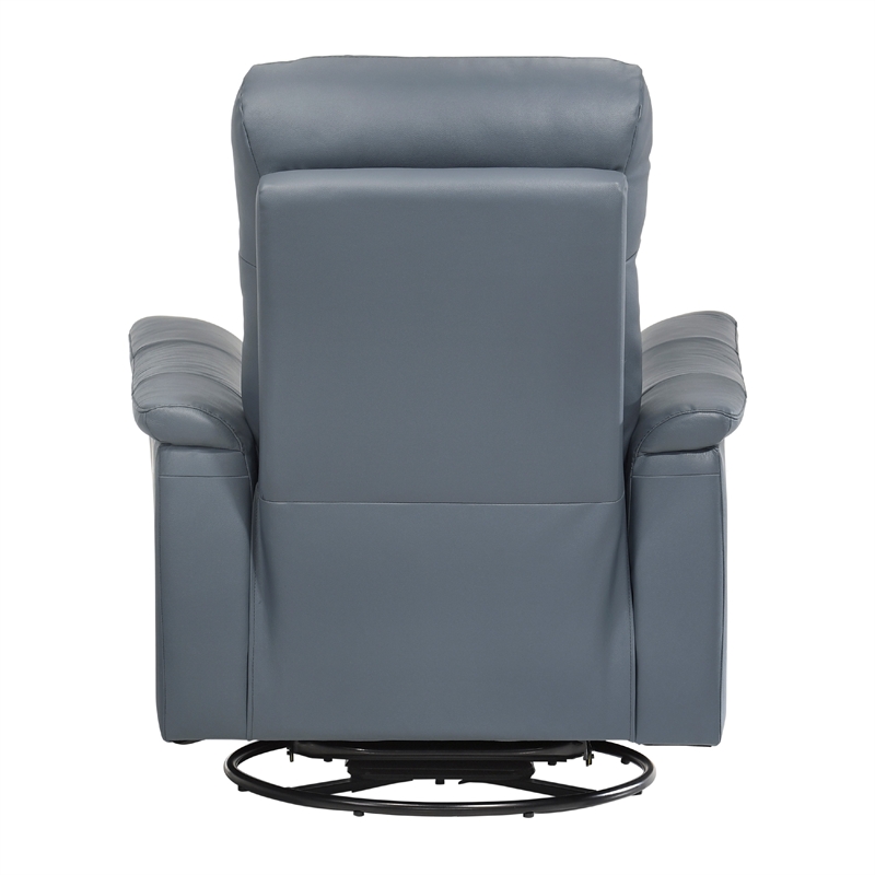 Briz Manual Swivel Glider Recliner Chair- Top Grain Leather Slate Gray
