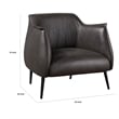 Leoni Accent Club Chair- Dark Brown Faux Leather- Flared Solid Wood