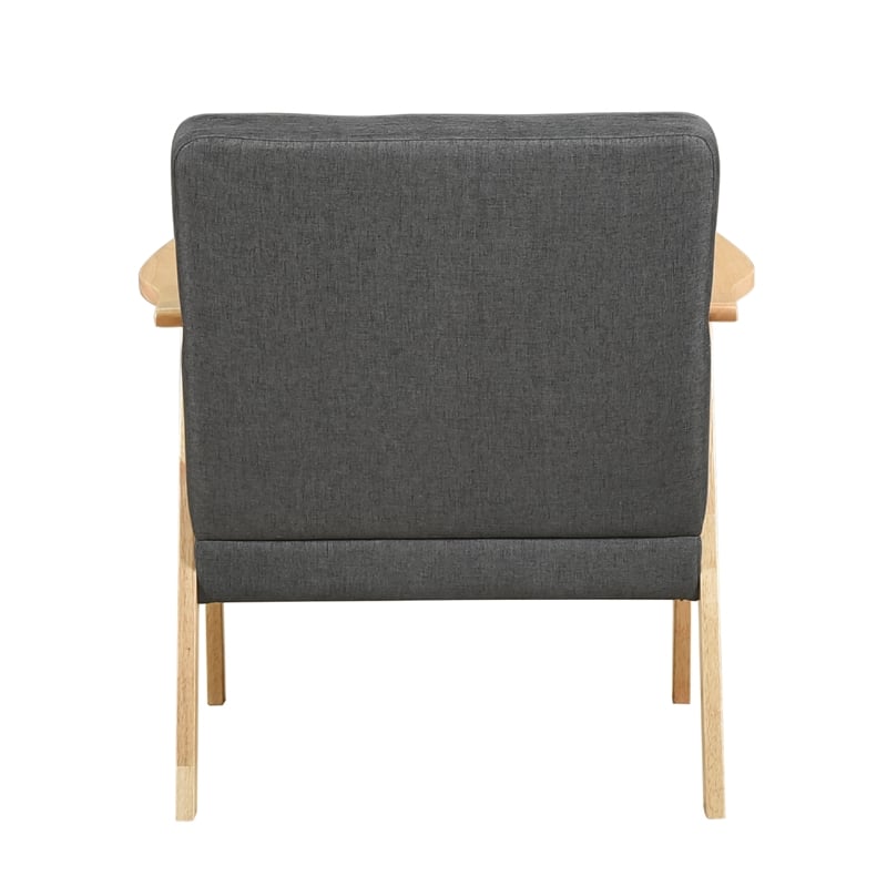 Cathy Accent Club Armchair- Soft Dark Gray- Natural Brown Wood