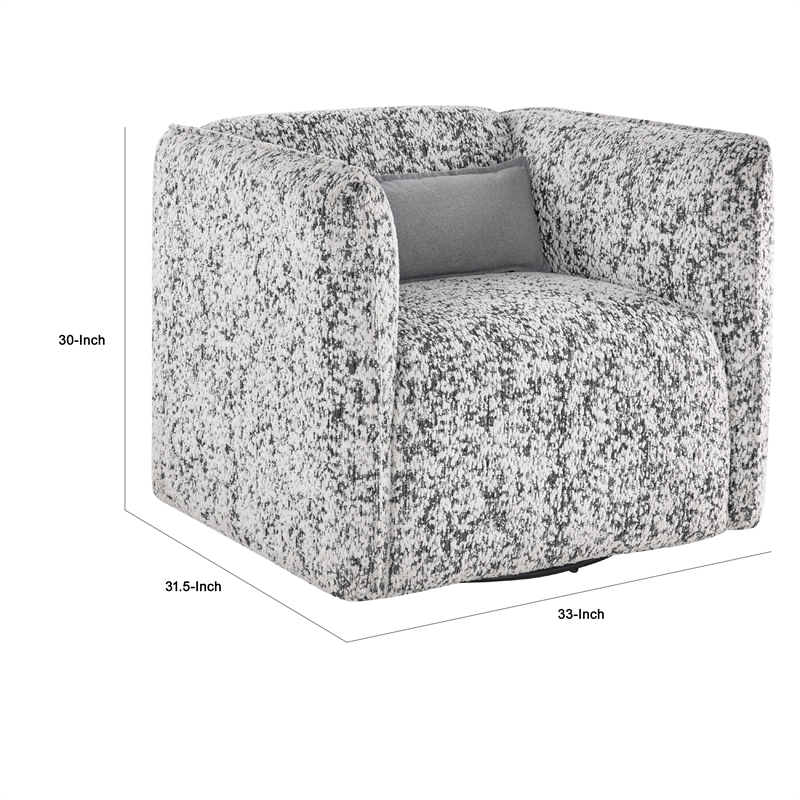 Swivel Armchair- Gray Jacquard Fabric- Foam Cushioning- Square Frame
