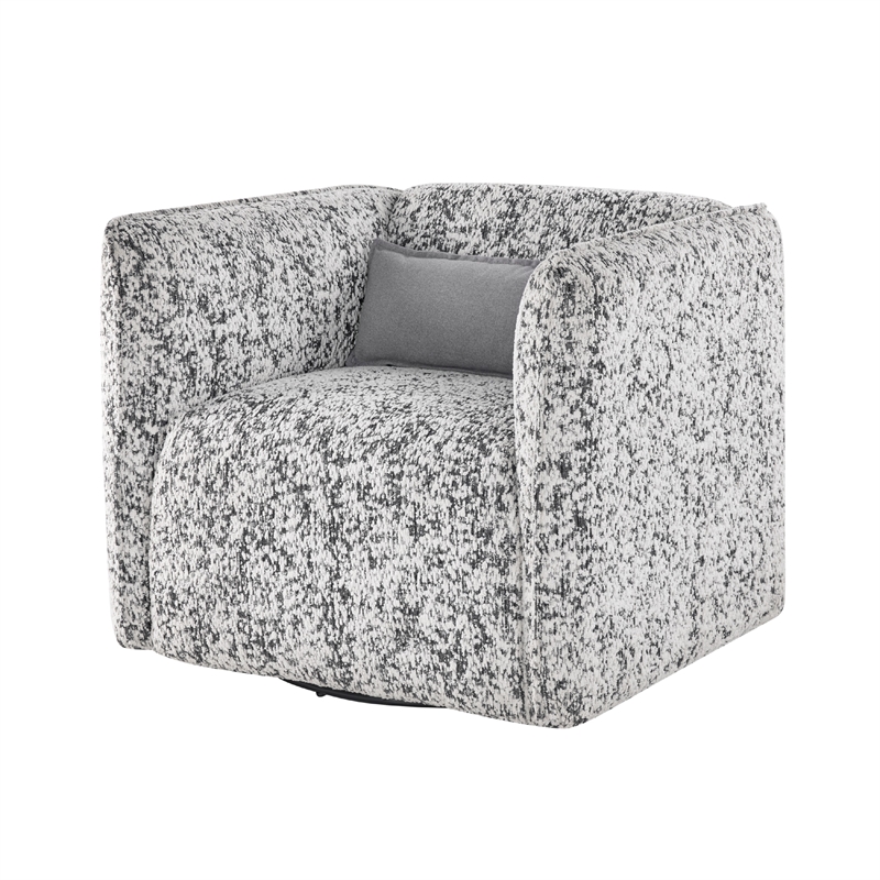 Swivel Armchair- Gray Jacquard Fabric- Foam Cushioning- Square Frame