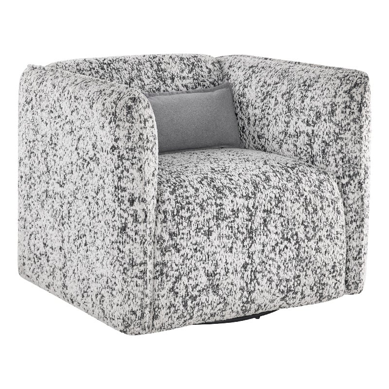 Swivel Armchair- Gray Jacquard Fabric- Foam Cushioning- Square Frame