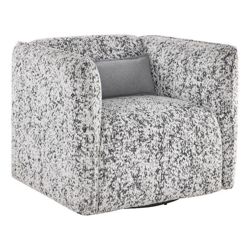 Swivel Armchair- Gray Jacquard Fabric- Foam Cushioning- Square Frame