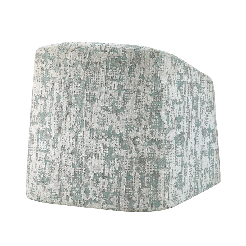 Swivel Armchair- Green Jacquard Fabric- Curved Foam Cushions