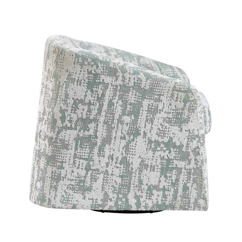 Swivel Armchair- Green Jacquard Fabric- Curved Foam Cushions