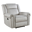 Ben Manual Reclining Chair- 41 Inch- Gray Microfiber- Nailhead Trims